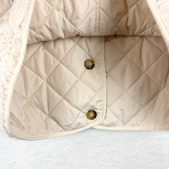 J. Crew Reversible Teddy Sherpa Puffer Vest With PrimaLoft Cream Size L Preppy - Picture 9 of 16